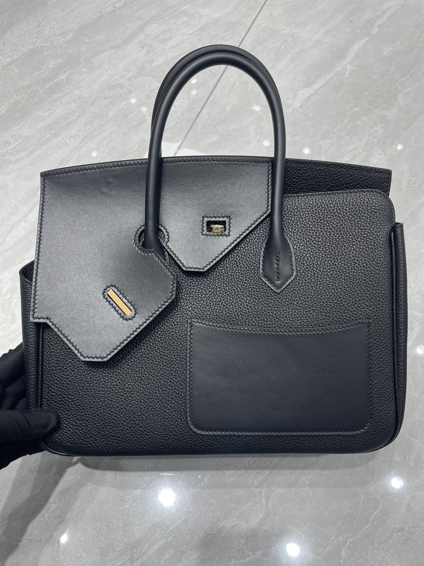 Hermes Birkin 30CM Swift and Togo Leather Handbag Black